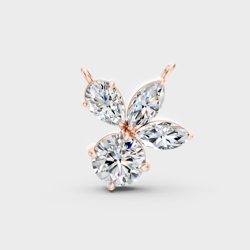 Blush Rose Gold Pendant With Hallmarked Multi-Shape Lab Diamonds
